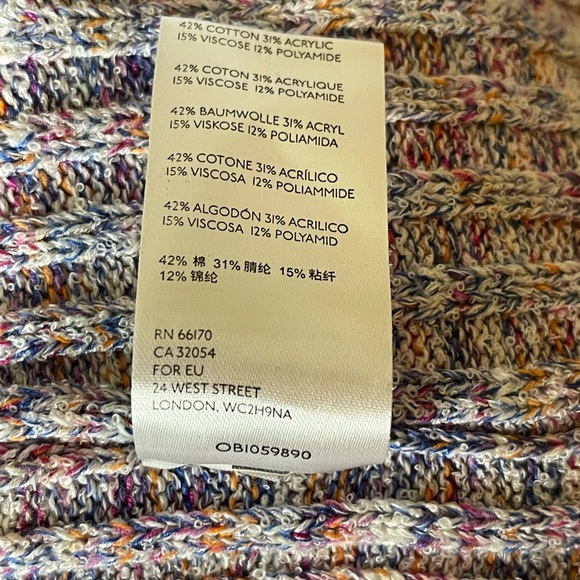 Free People Multicolor Ribbed Turtleneck Sweater Sz L - Picture 4 of 4